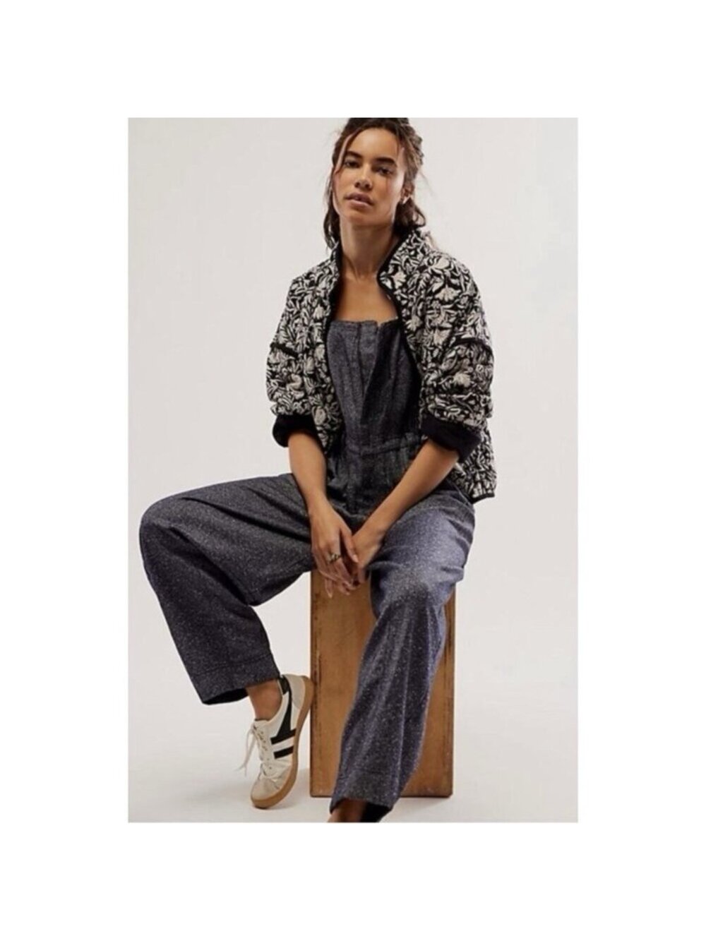 Free People Leonie Menswear Overalls Wool Blend Boho Zip Front - Picture 8 of 9